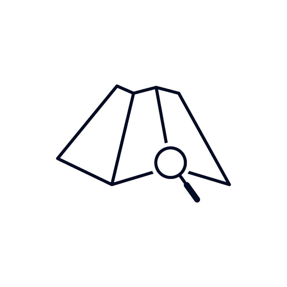 magnifying glass line Map Point Search Location Icon Template vector