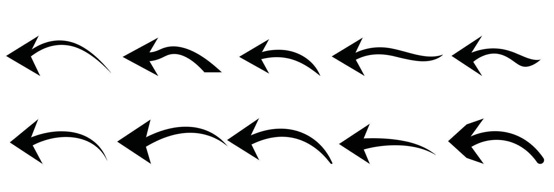 Curved Arrow Icon Set Arrows Collection, Direction Symbols, Navigation Design Elements vector