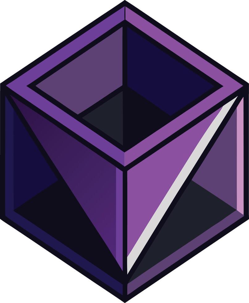 a purple cube with a triangle on top vector