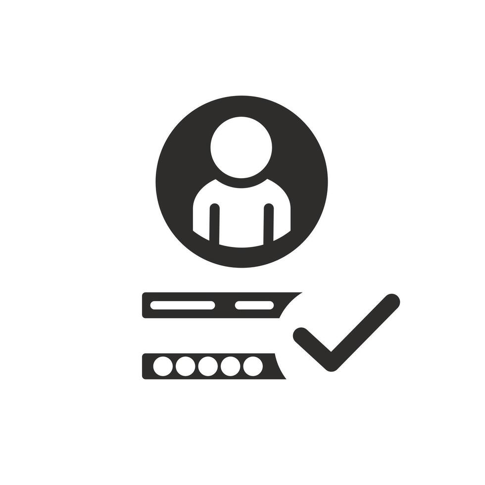 user registration form icon, create your account, login and password data, flat symbol on white background - illustration vector