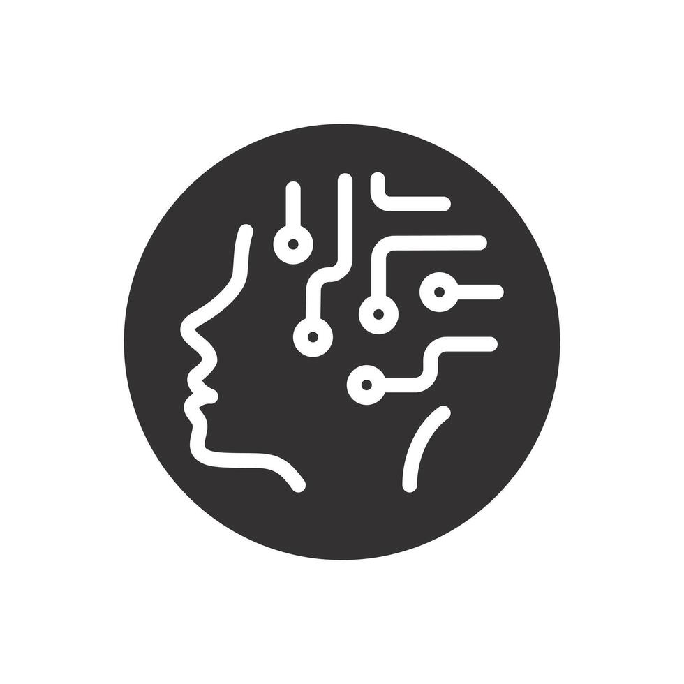 circuit intelligent robot icon, artificial brain, ai concept, future smart technology, machine tech, flat symbol on white background - illustration vector