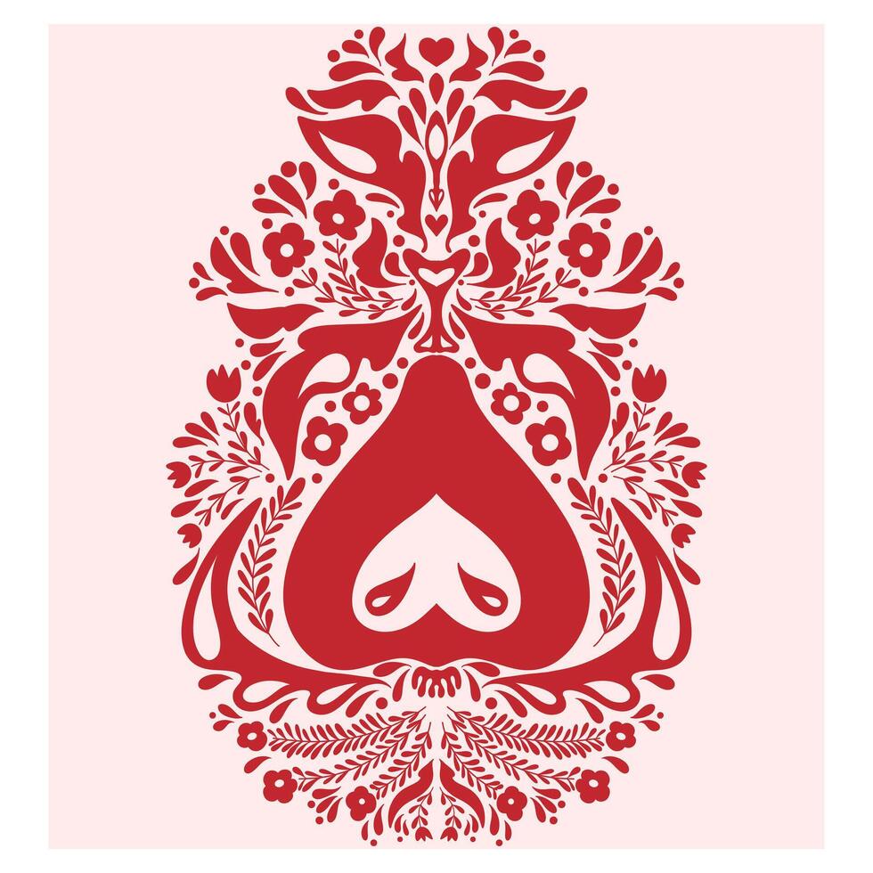 a red and white pattern with a heart vector