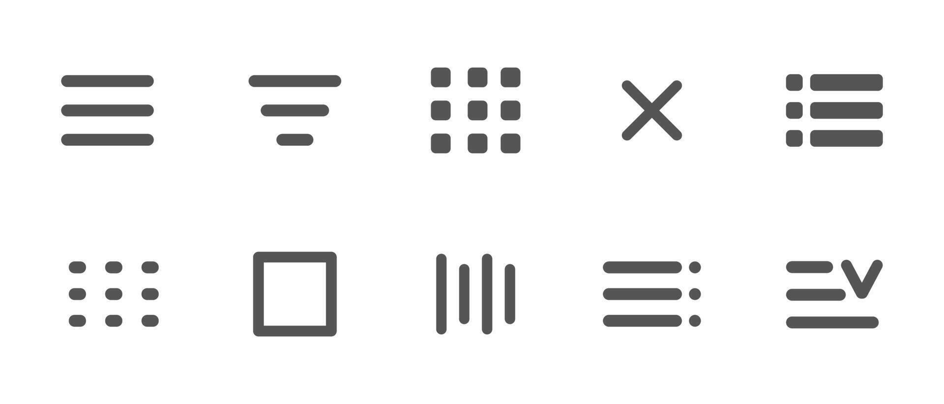 Website navigation button set. Hamburger menu line icon burger interface menu simple line, minimal ui popup burger. Template navigation dropdown button web symbol. Interface design element vector