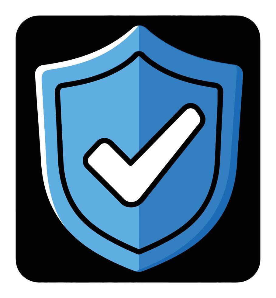 Secure Data Protection Shield Icon, Digital Safety Check Mark vector