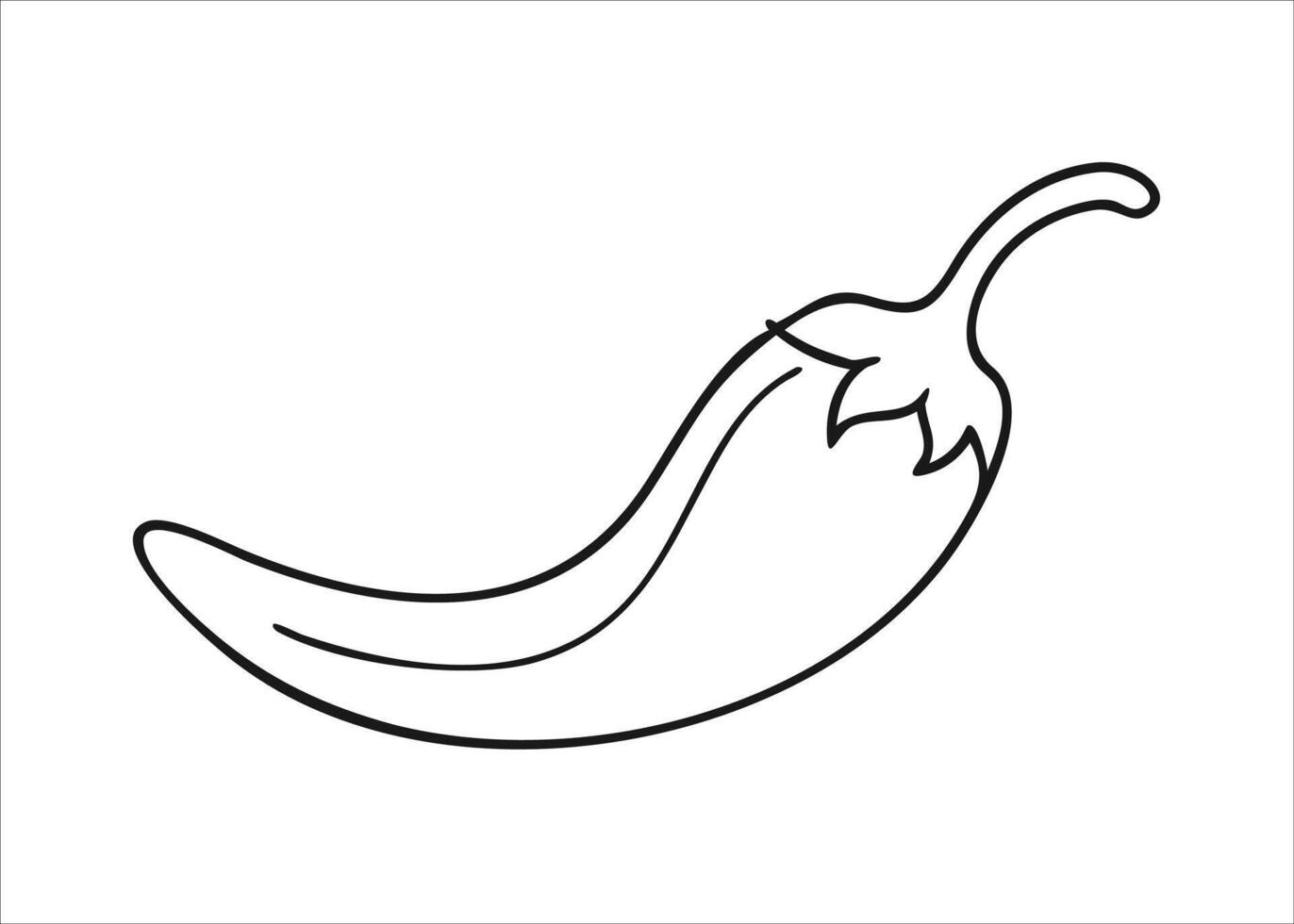 A striking continuous single line art depiction of a vibrant hot red chili pepper with a simple yet elegant form isolated on white background vector