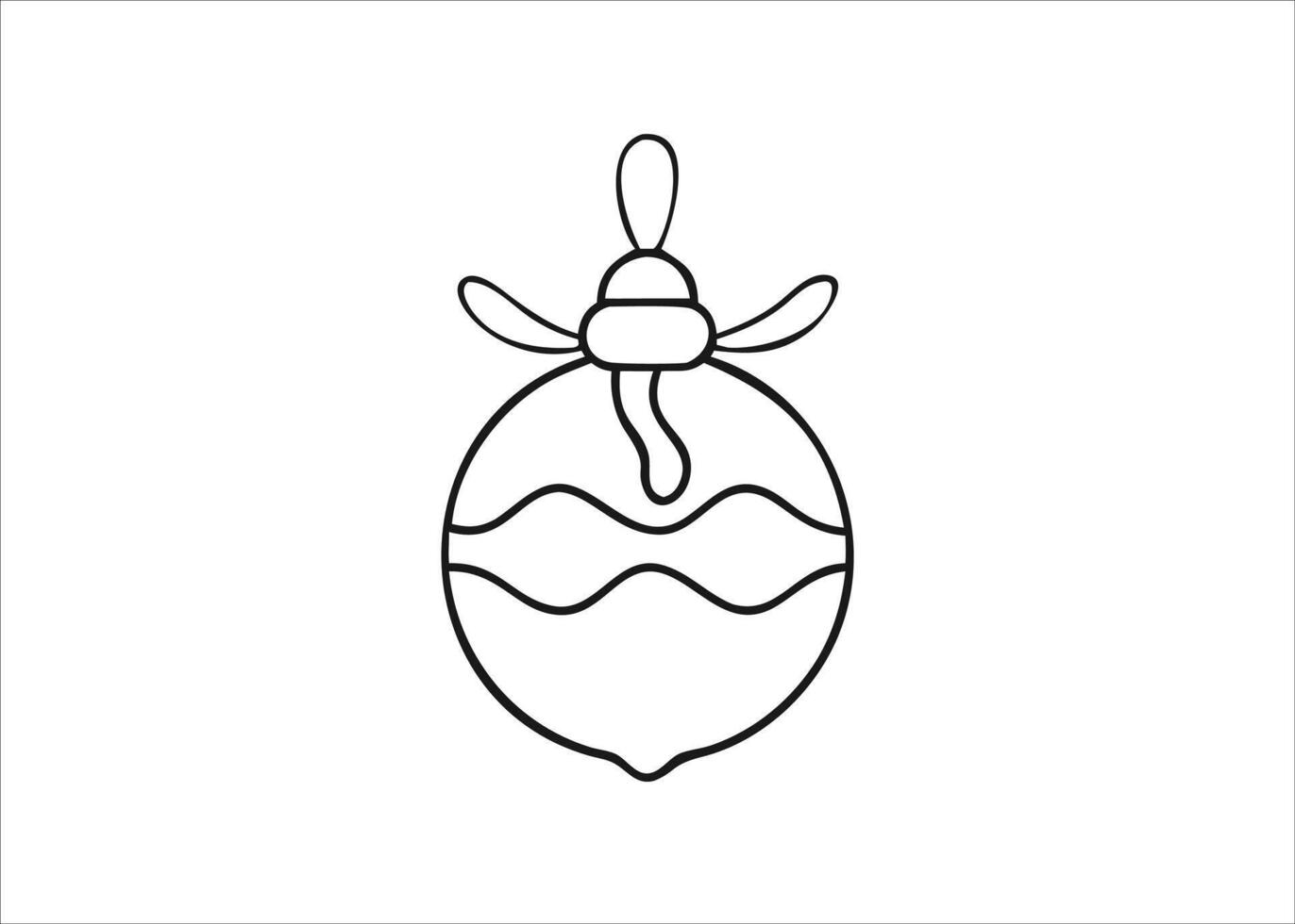 Elegant minimalist line art drawing of a classic christmas ornament with a simple loop for hanging isolated on white background vector