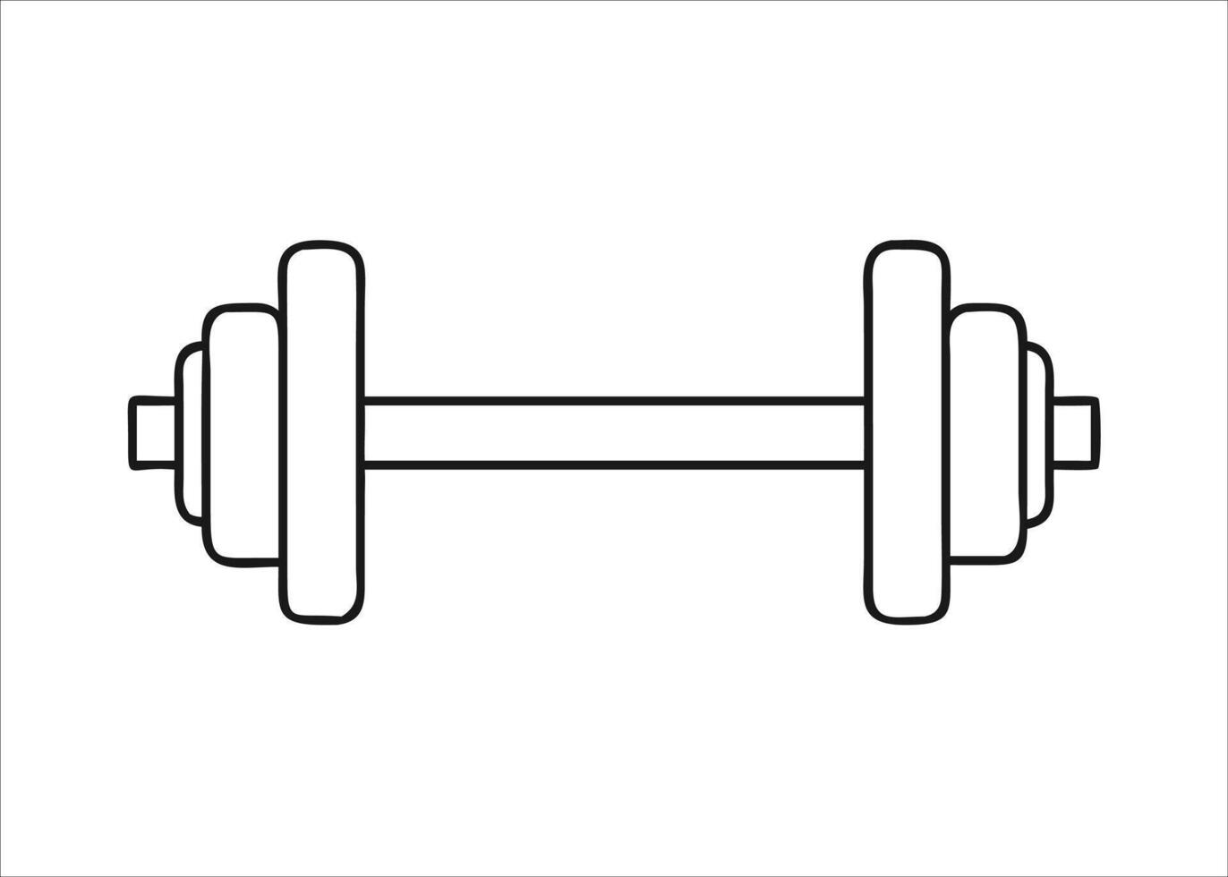 A simple black glyph representing a dumbbell for fitness and exercise presented isolated on white background vector