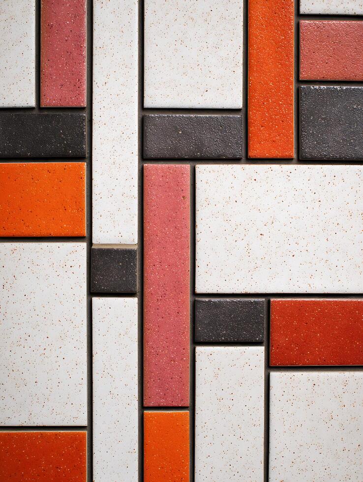 Abstract Geometric Tile Pattern Colorful Rectangular Tiles in Modern Design. photo