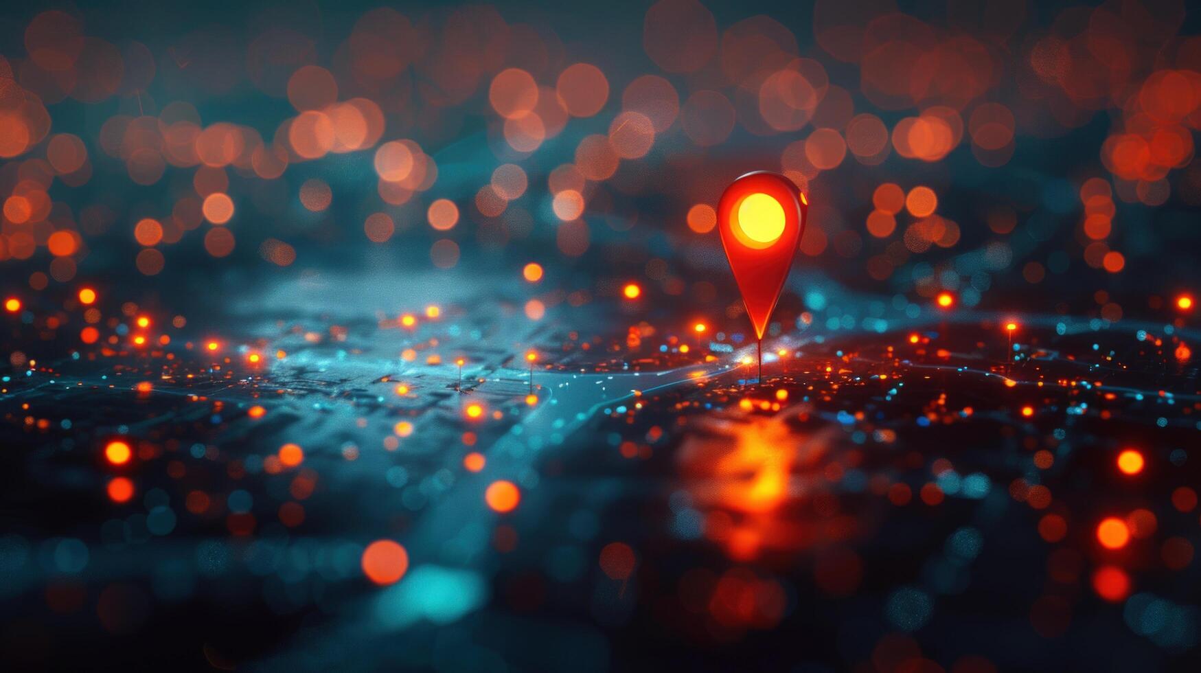 Abstract location pin on illuminated data network conceptual technology photo