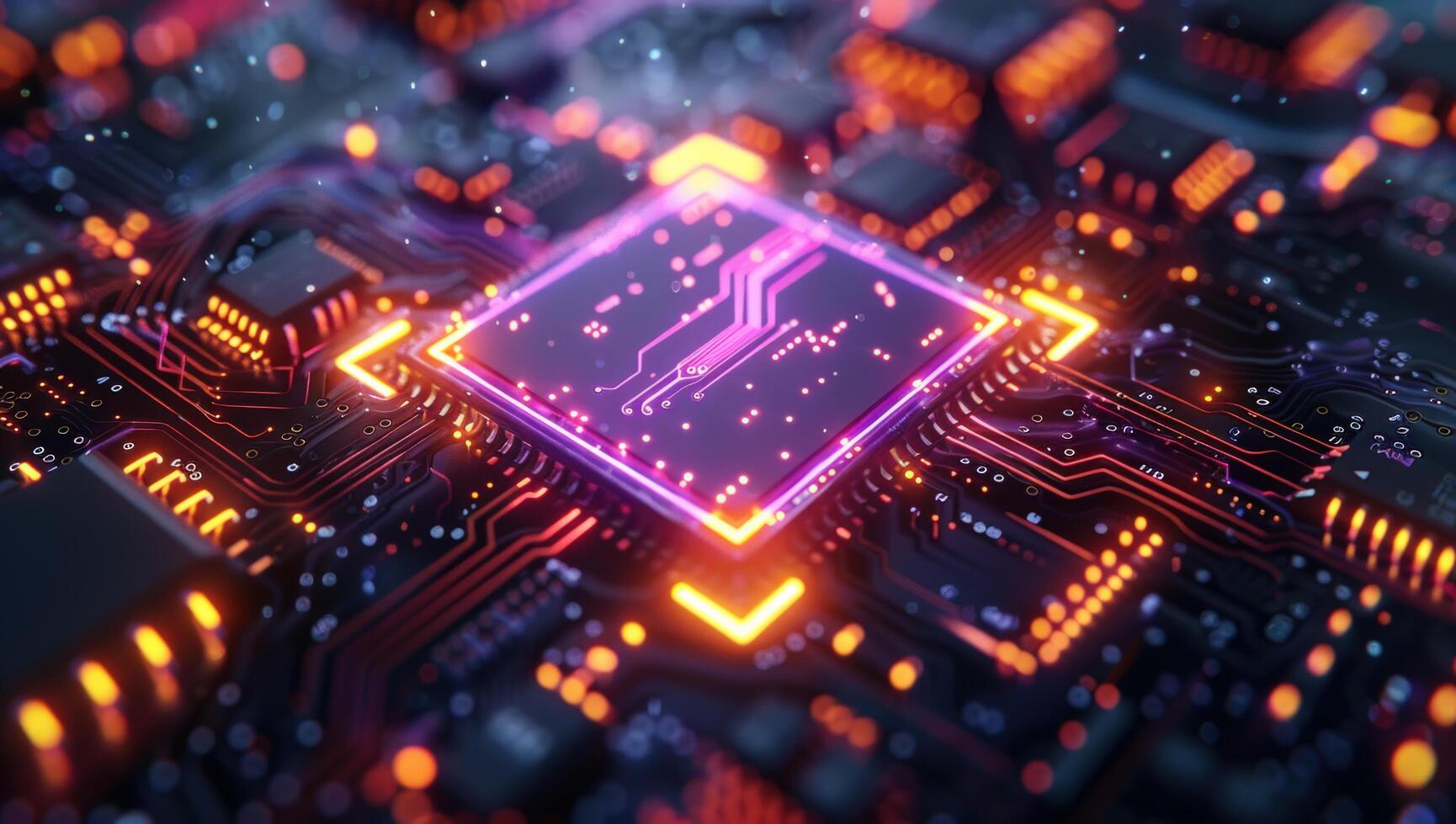 Advanced computer chip technology with glowing circuits and modern design photo
