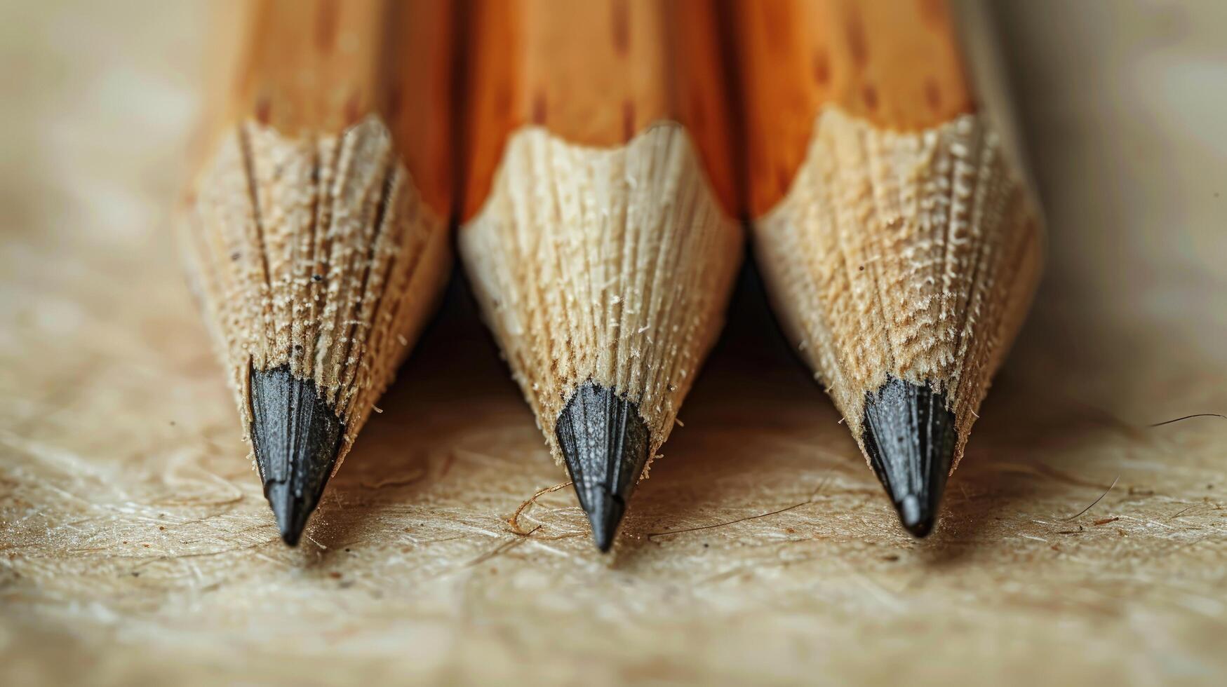 Macro view of sharpened pencil tips on textured surface writing and drawing instrument photo