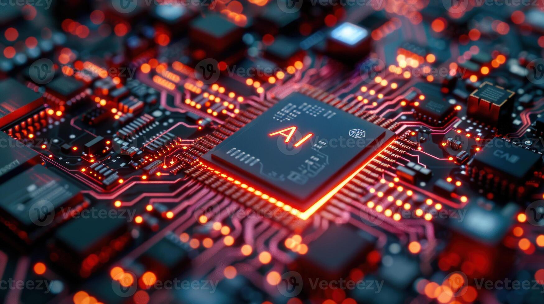 Advanced artificial intelligence circuit board computer system technology photo