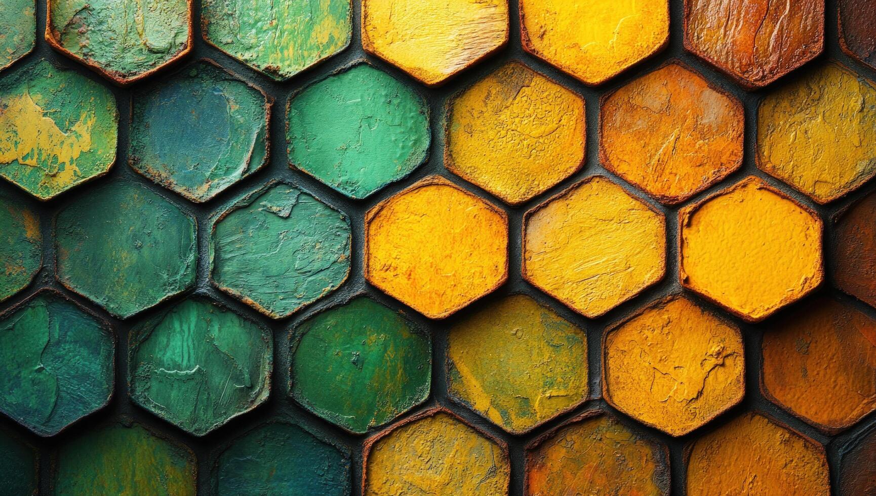 Abstract hexagon pattern with textured surface and gradient color scheme for backgrounds photo