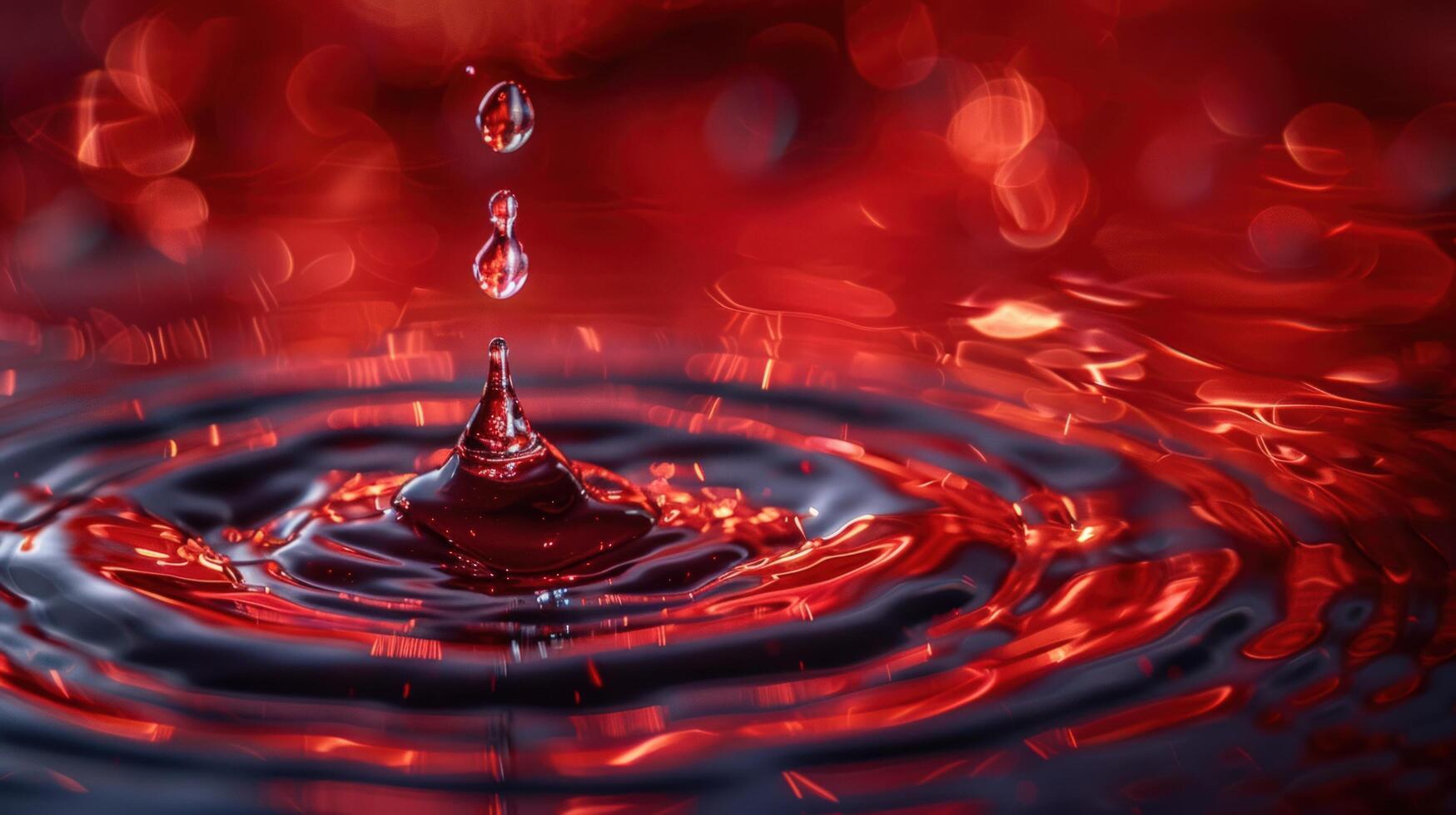 Water drop impact creating ripple effect abstract dynamic design background photo