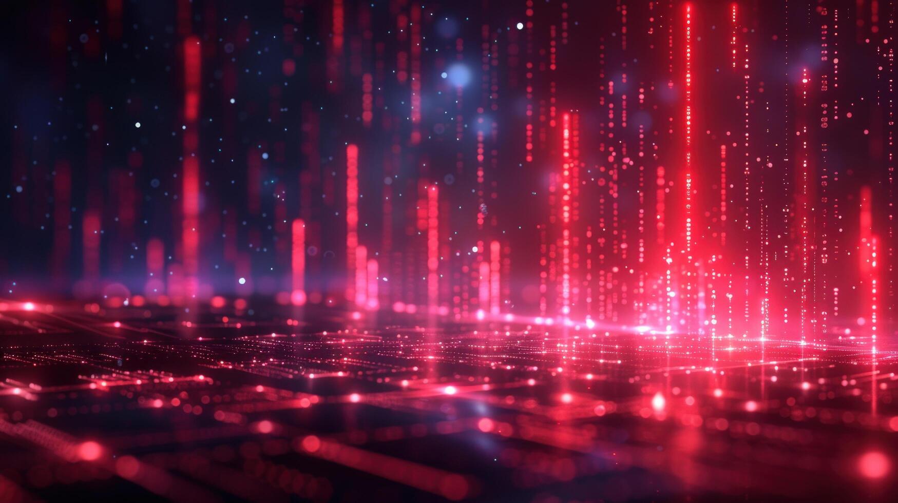 Abstract digital network with red light particle streams technological background photo