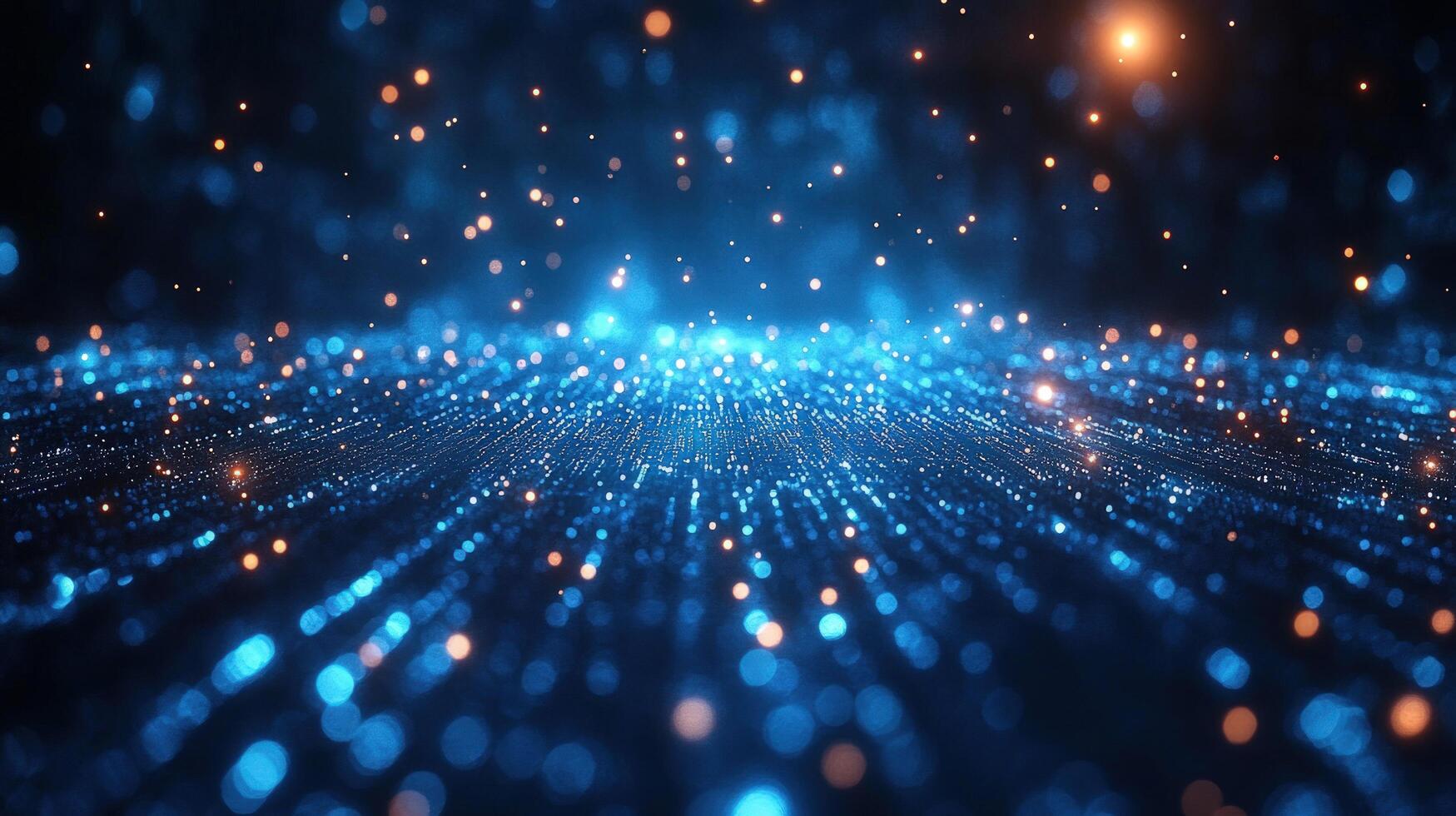 Abstract digital network background with blue lights and data flow photo