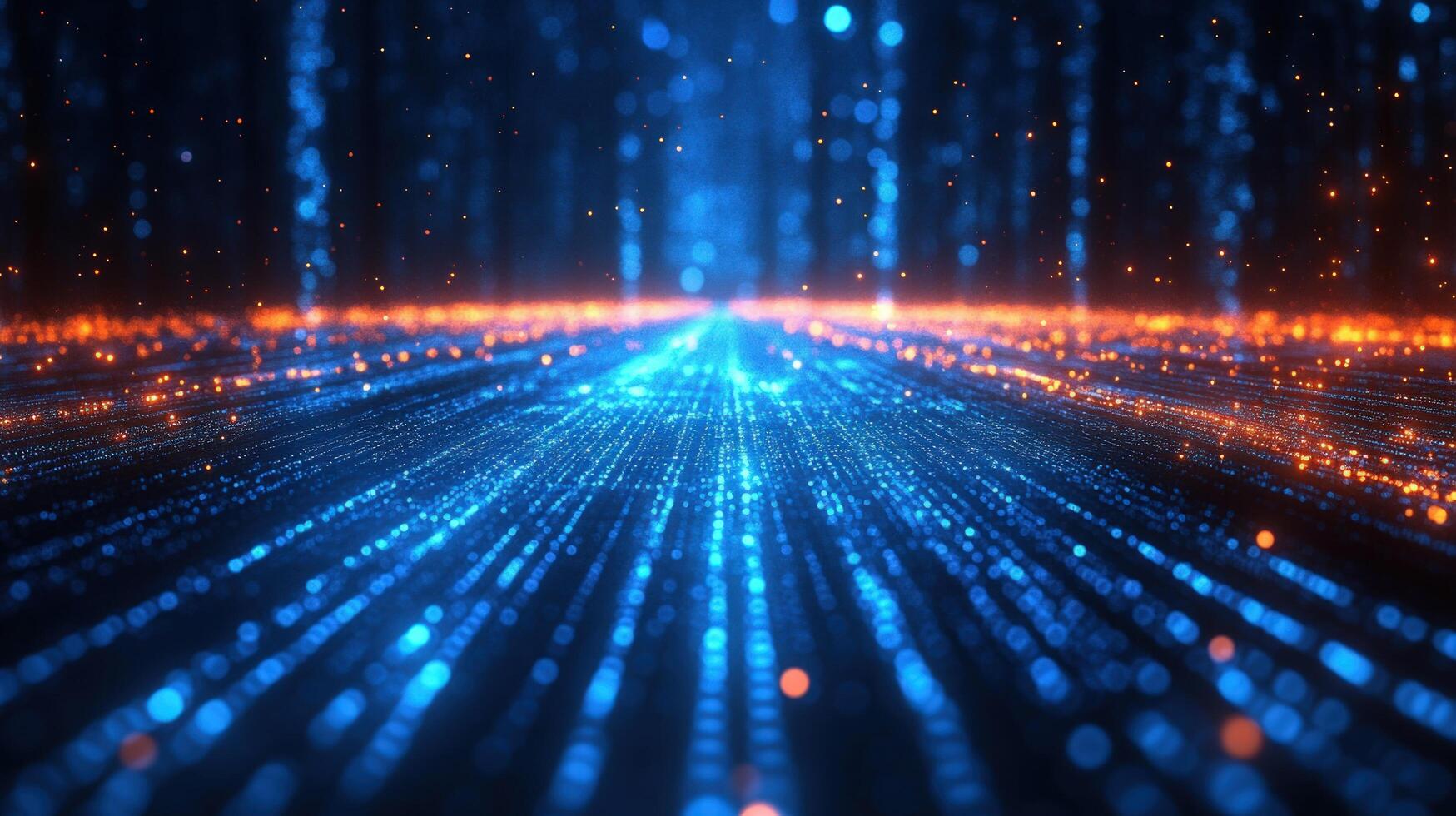 Data stream abstract technology background with particle effects and blurred depth of field photo