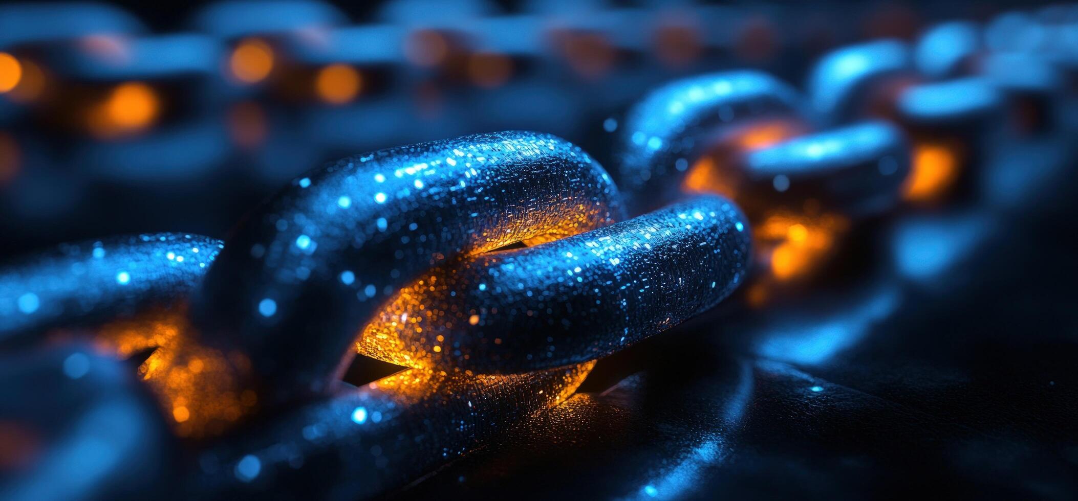 Digital chain connection with glowing links data security and networking technology photo