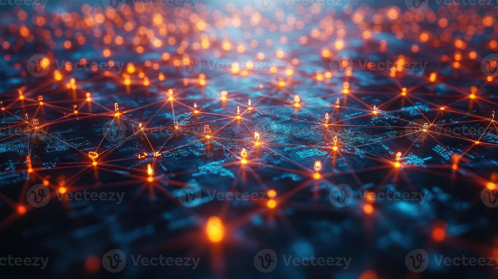 Digital network interconnected nodes abstract technology background photo