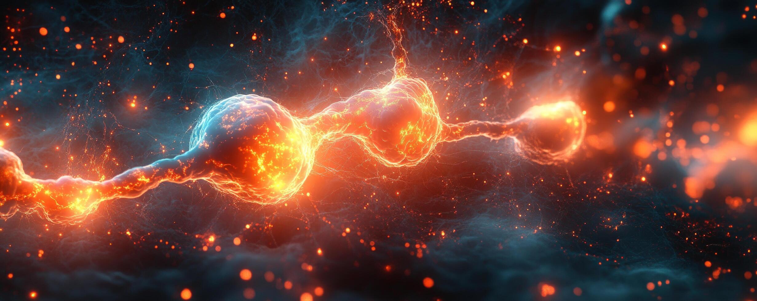 Abstract neuron network connecting cellular structures in science and technology photo