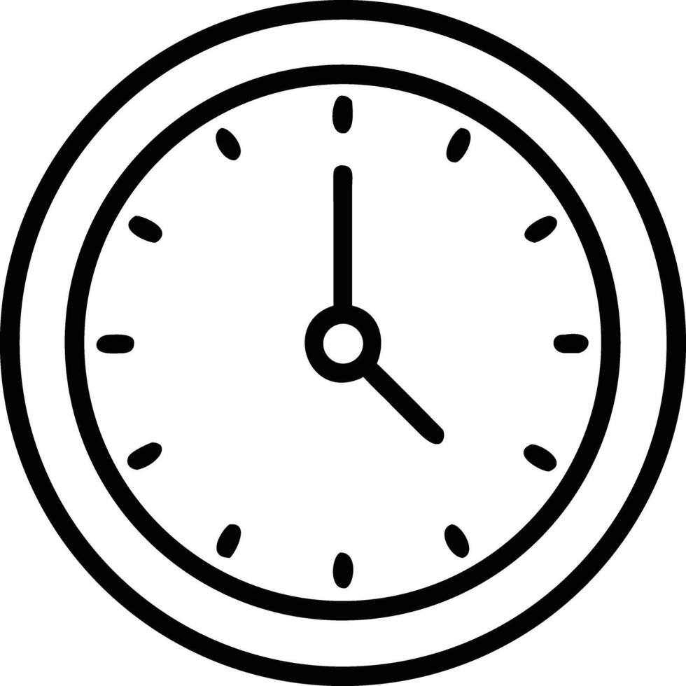 Black and White Line Art Icon of Clock Face Minimal art for Time, Watch, and Schedule Concepts vector