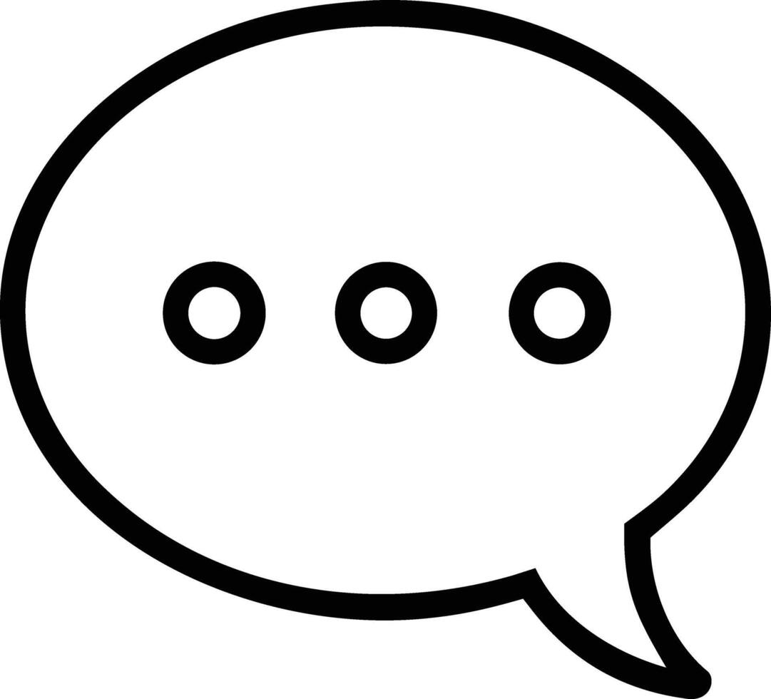 Black and White Line Art Icon of Speech Bubble with Three Dots Minimal art Illustration for Chat, Messaging, and Communication vector