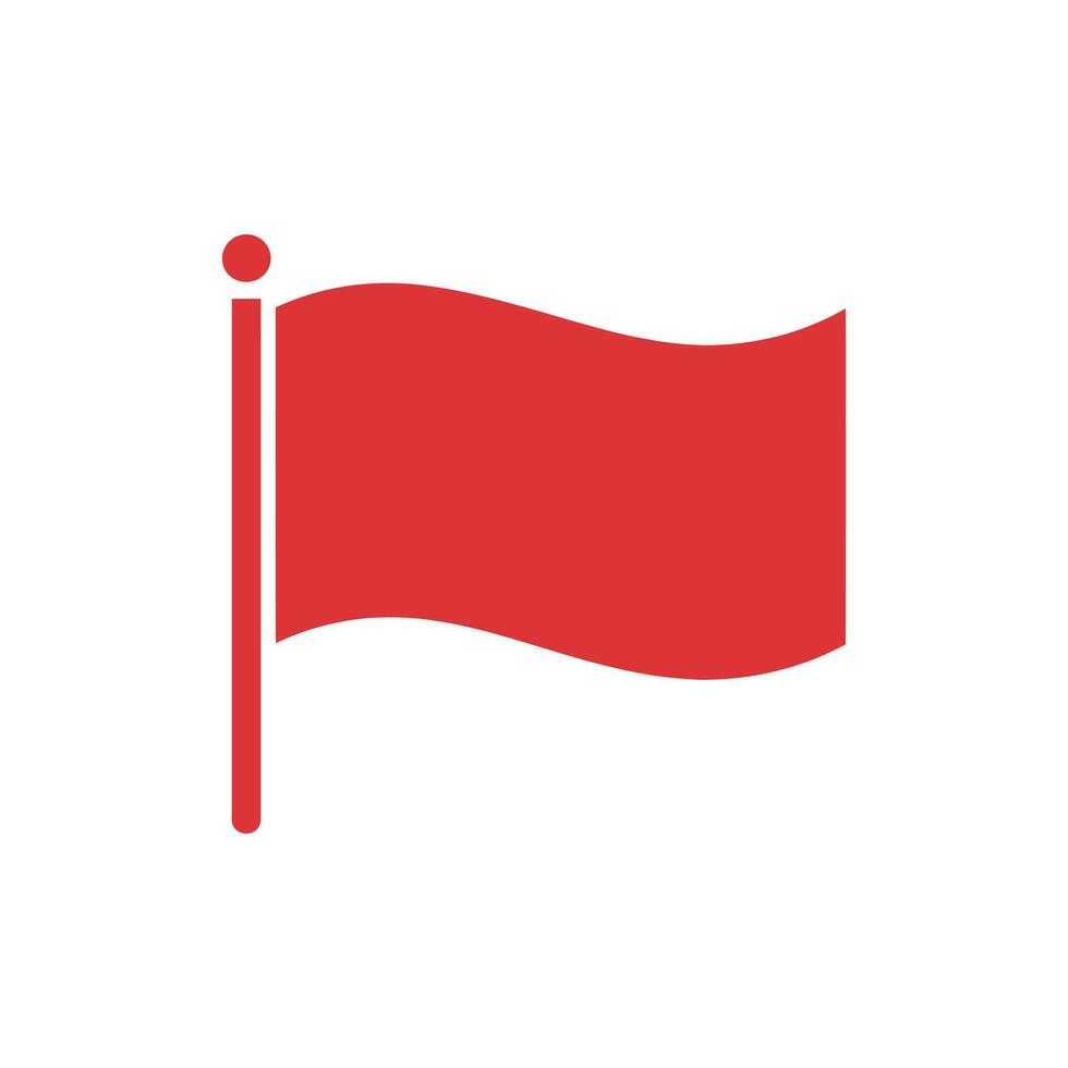 Red flag icon isolated on white background representing symbol, sign, signal and warning vector