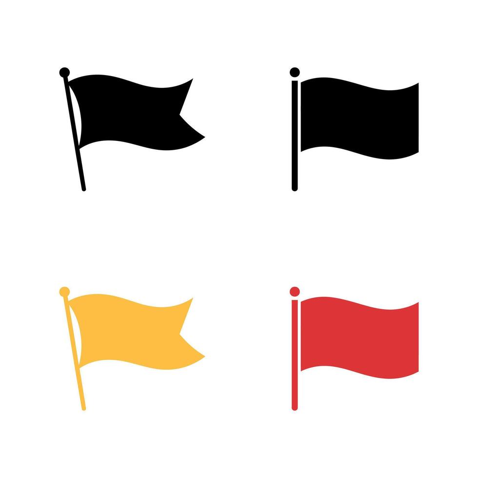 Flag icon set showing various colors and styles on a white background vector