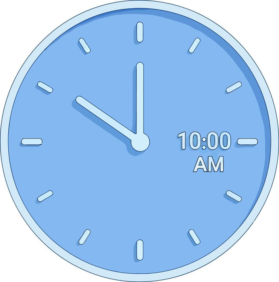 azul término análogo reloj con un sencillo diseño y un digital monitor demostración 10 soy. vector