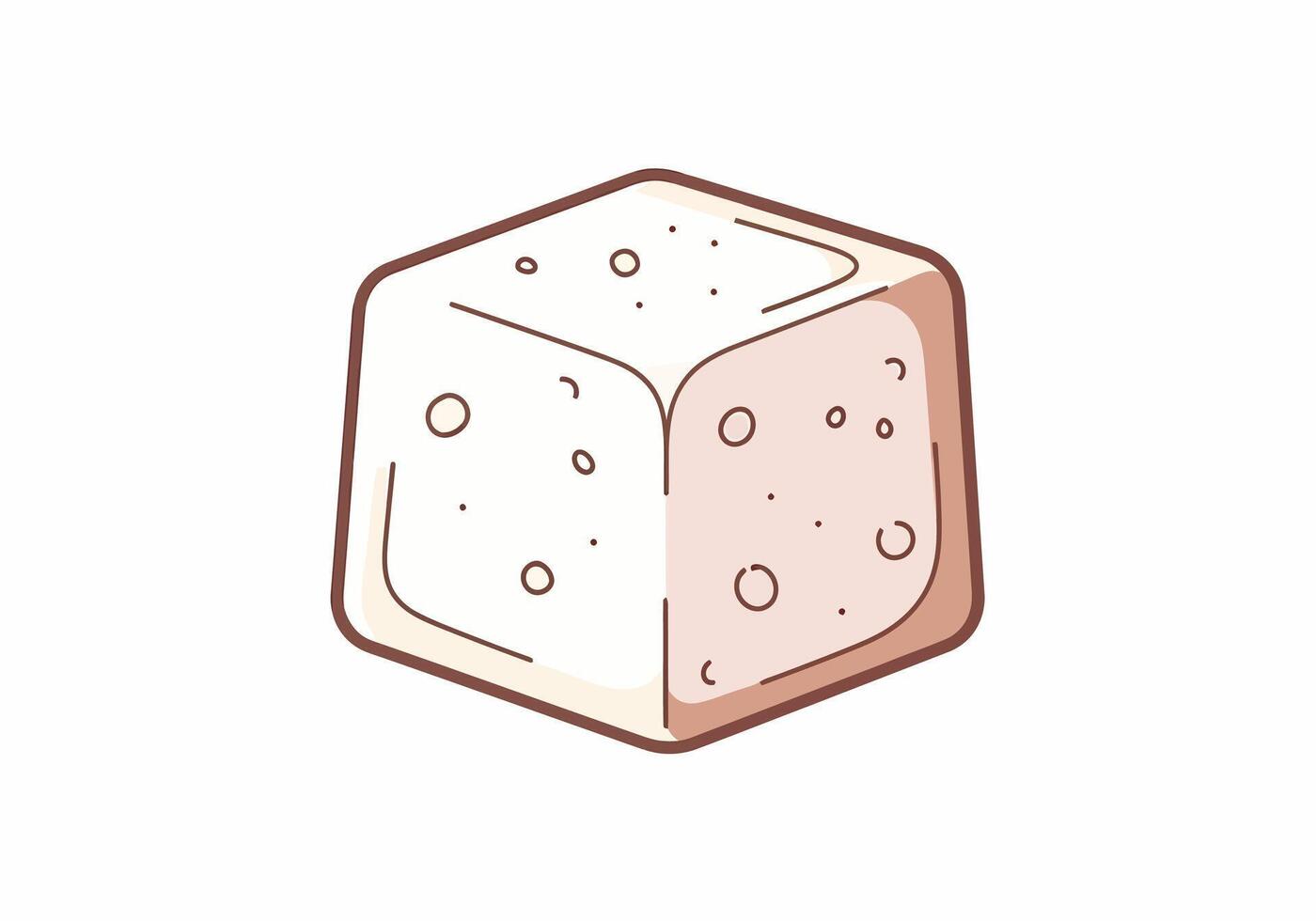 Cartoonish Cube with Rounded Edges and Small Circular Markings vector