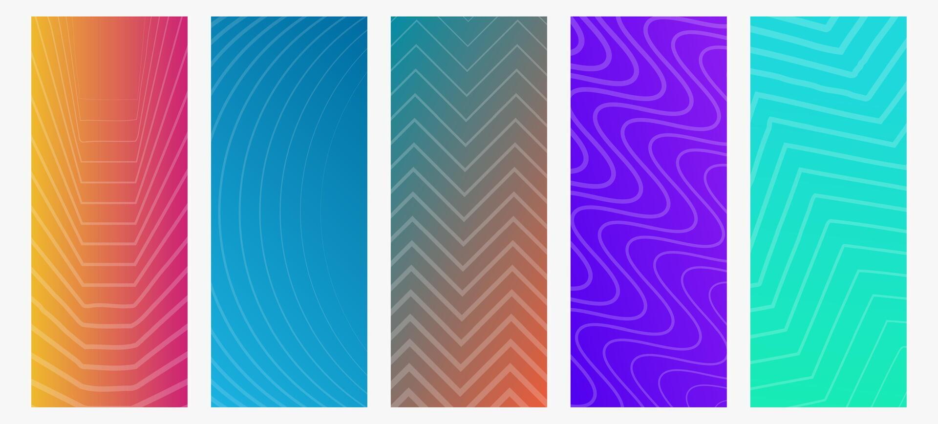 Set of modern gradient backgrounds with lines. Header banner. Bright geometric modern abstract presentation backdrops. illustration vector