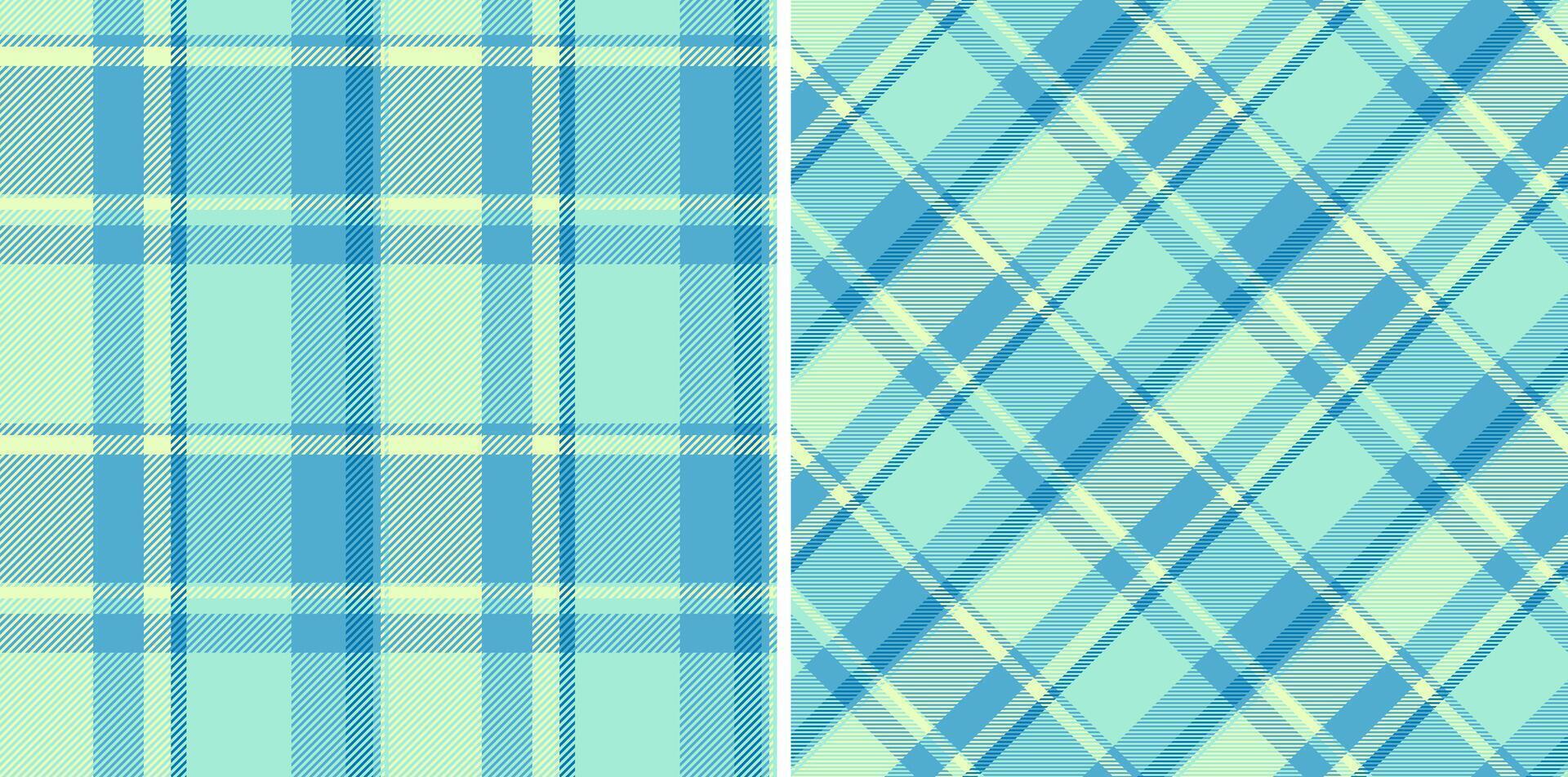 Two seamless plaid patterns in soft blues, creating a cool, calm effect. Ideal for backgrounds, textiles, or designs needing a clean, traditional texture. Versatile for various creative projects. vector
