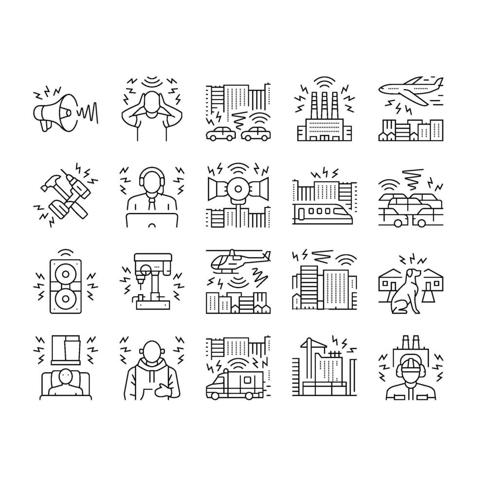noise pollution icons set element vector
