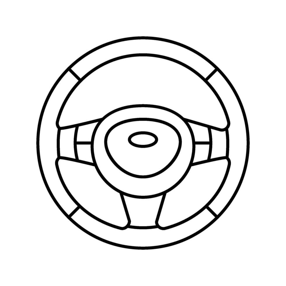 steering wheel with multimedia controls line icon object vector