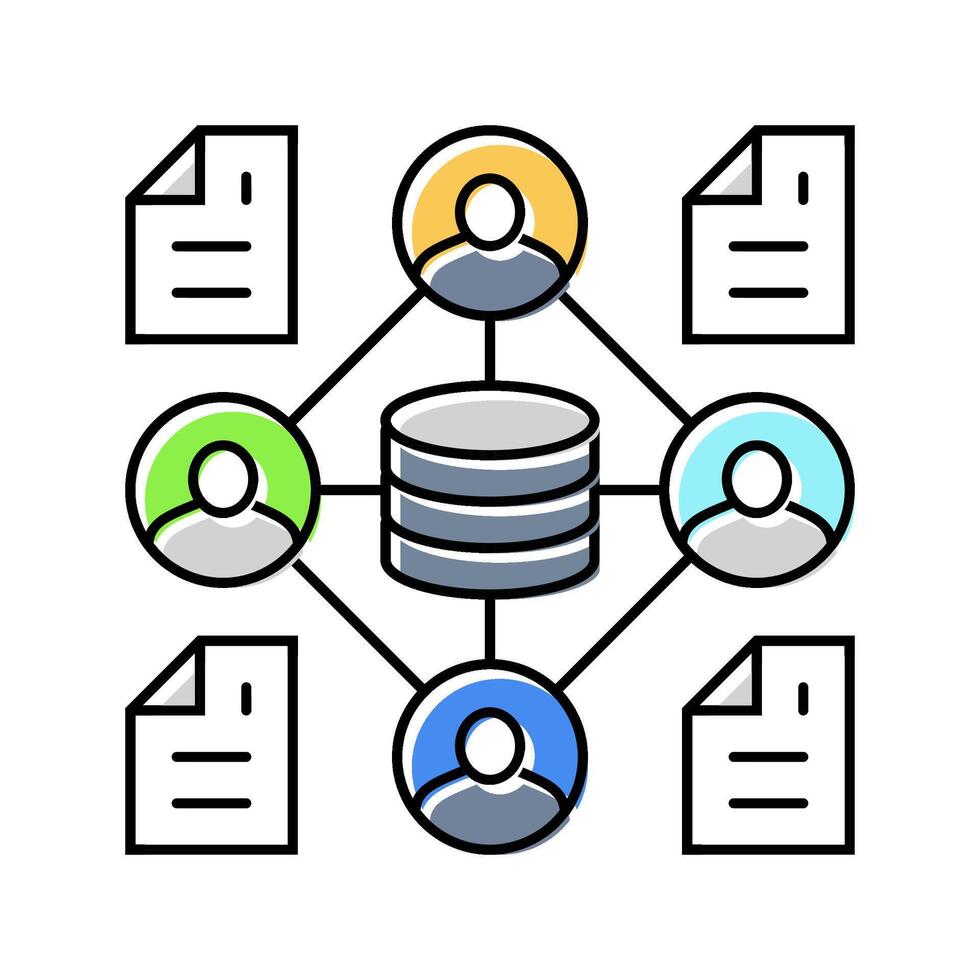 distributed ledger decentralized application color icon fragment vector