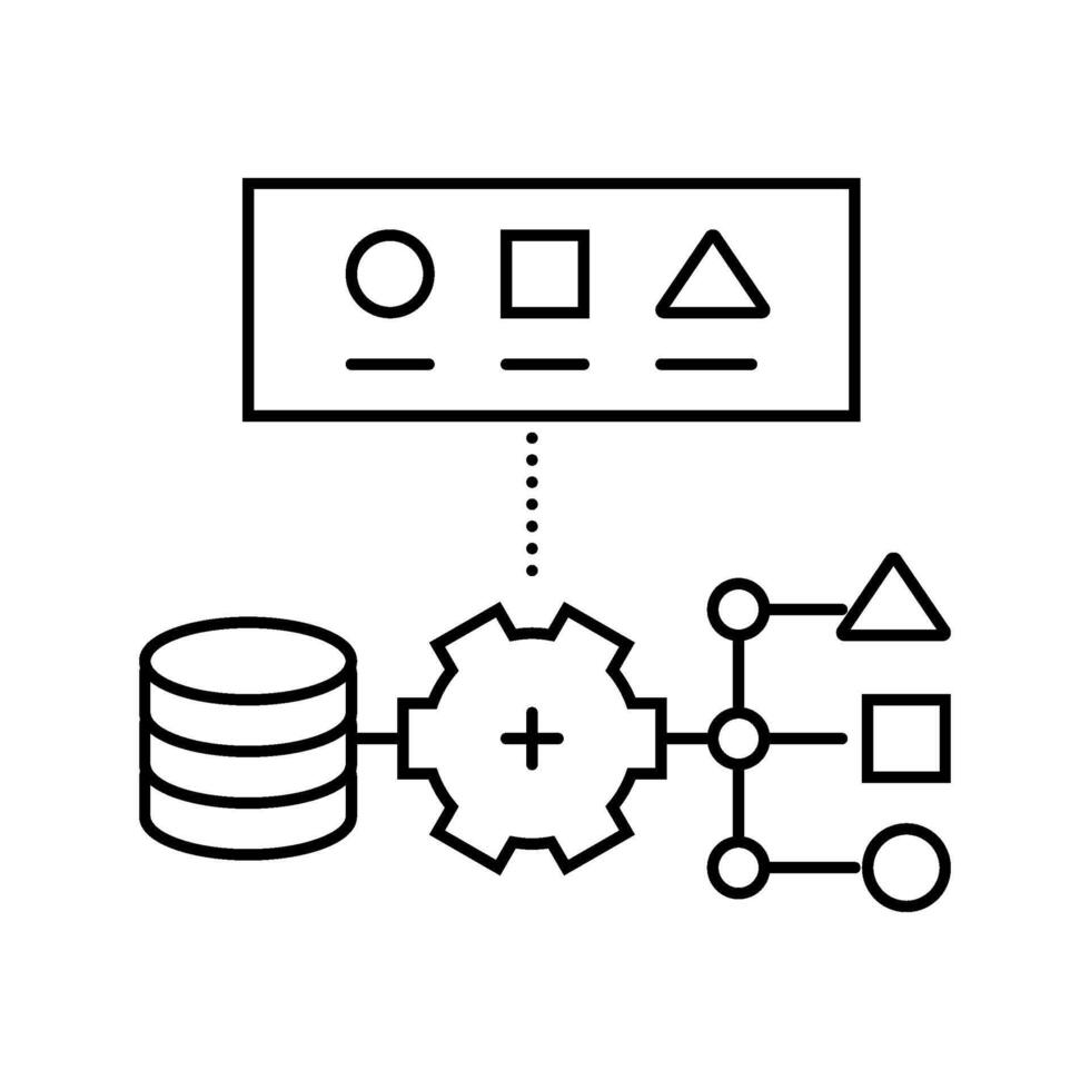 supervised learning machine line icon module vector