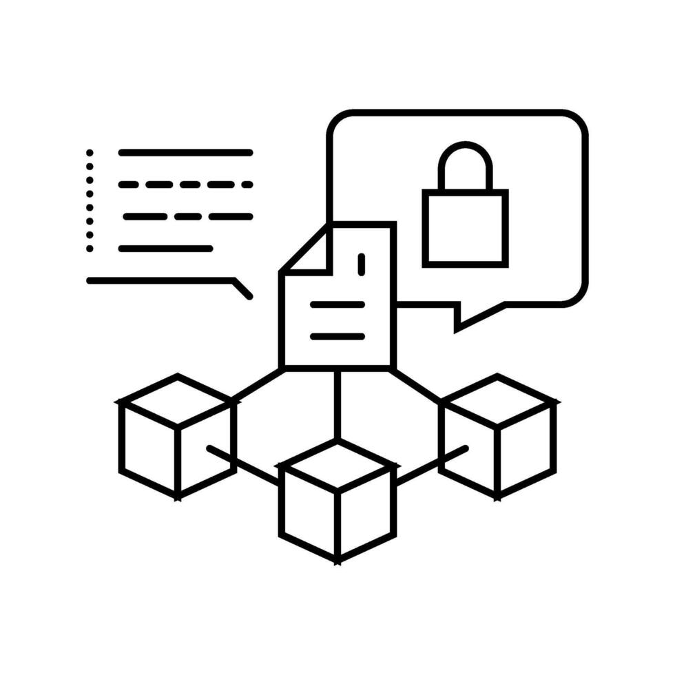 immutable record decentralized application line icon piece vector