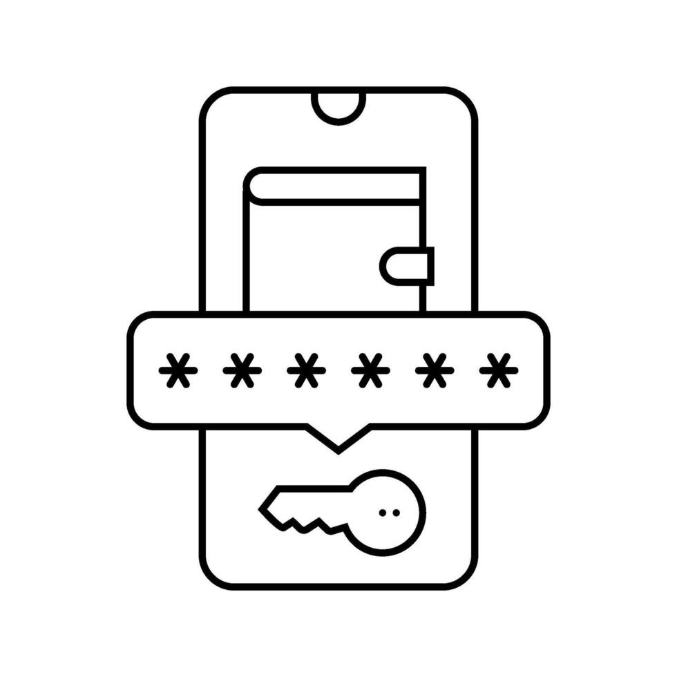 digital wallet key decentralized application line icon object vector