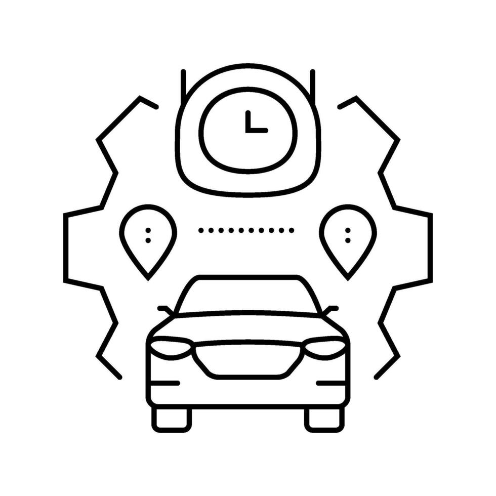 route optimization autonomous vehicle line icon indicator vector