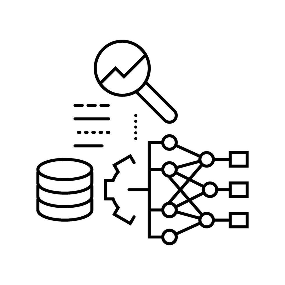 predictive analytics machine learning line icon fragment vector
