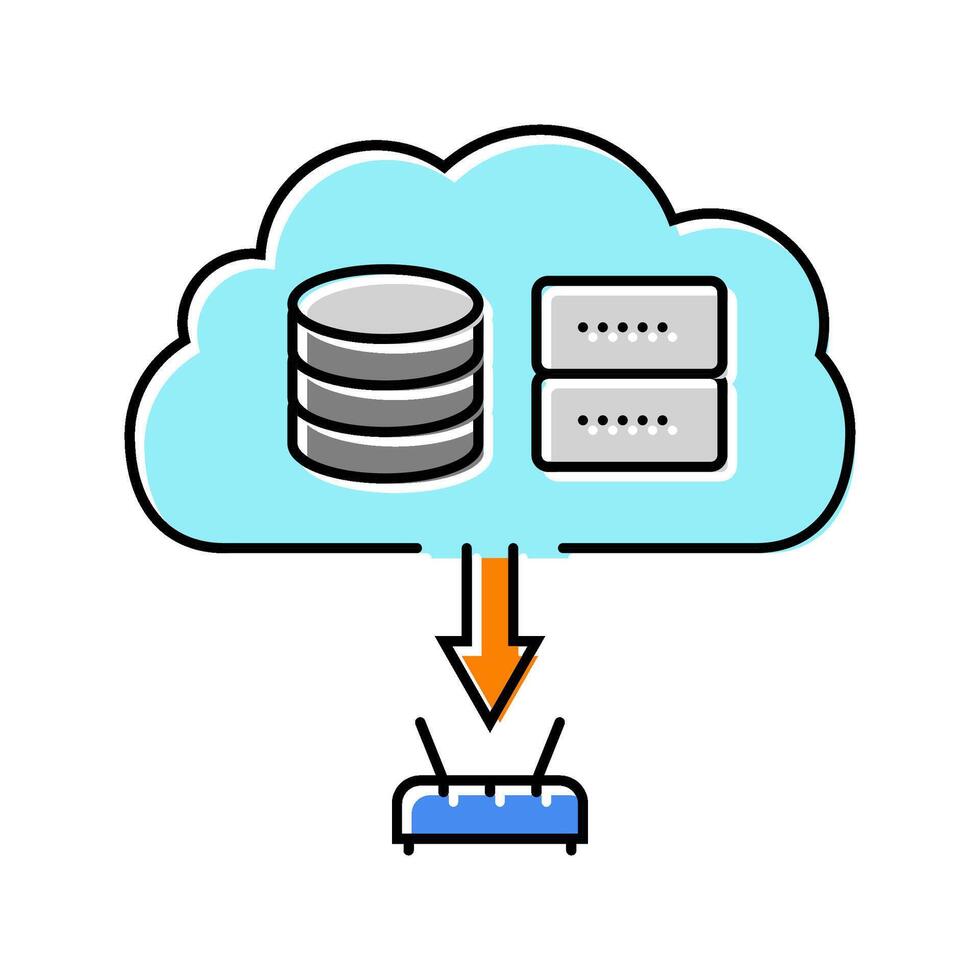 cloud infrastructure data center color icon element vector