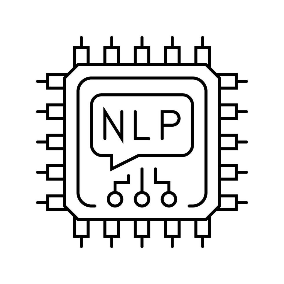 language processor chip nlp line icon object vector