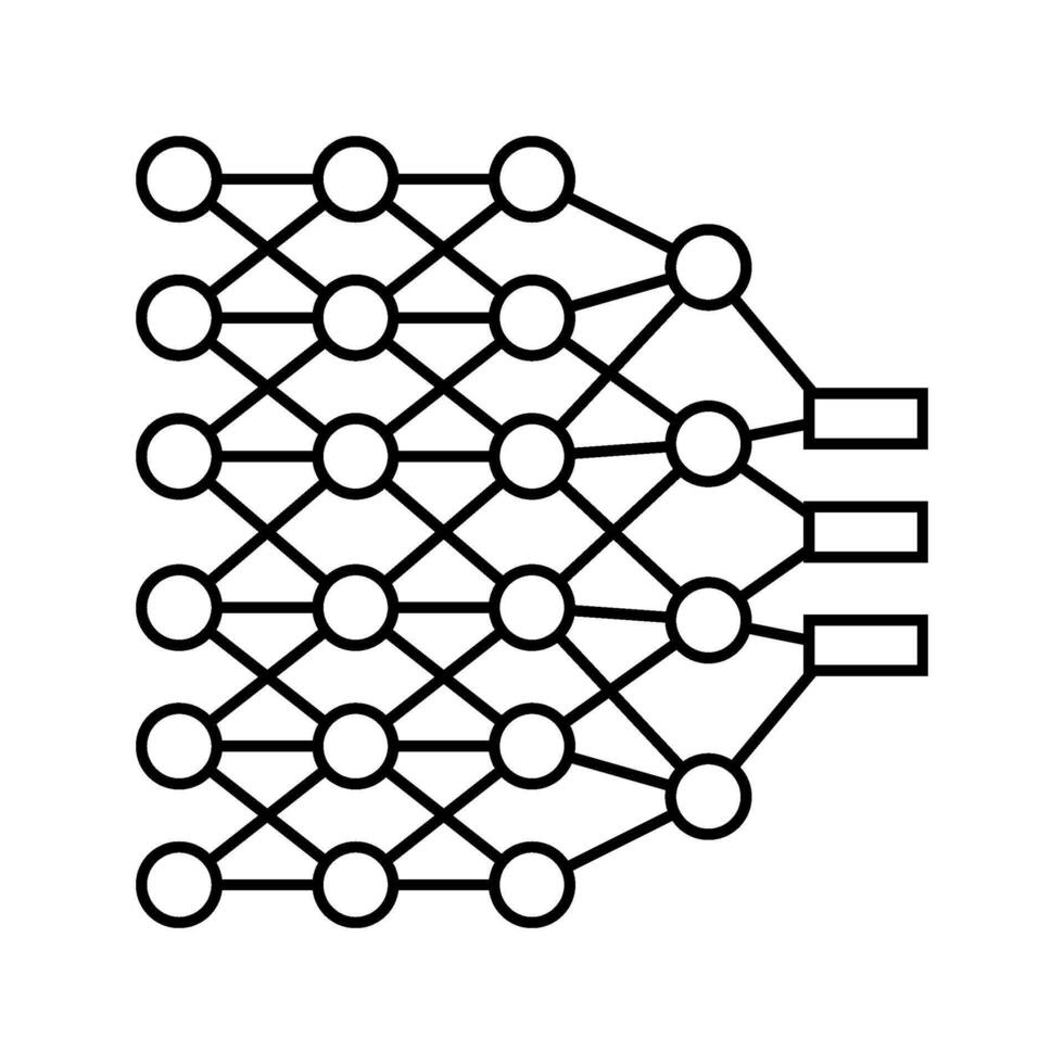 deep learning layers machine line icon indicator vector