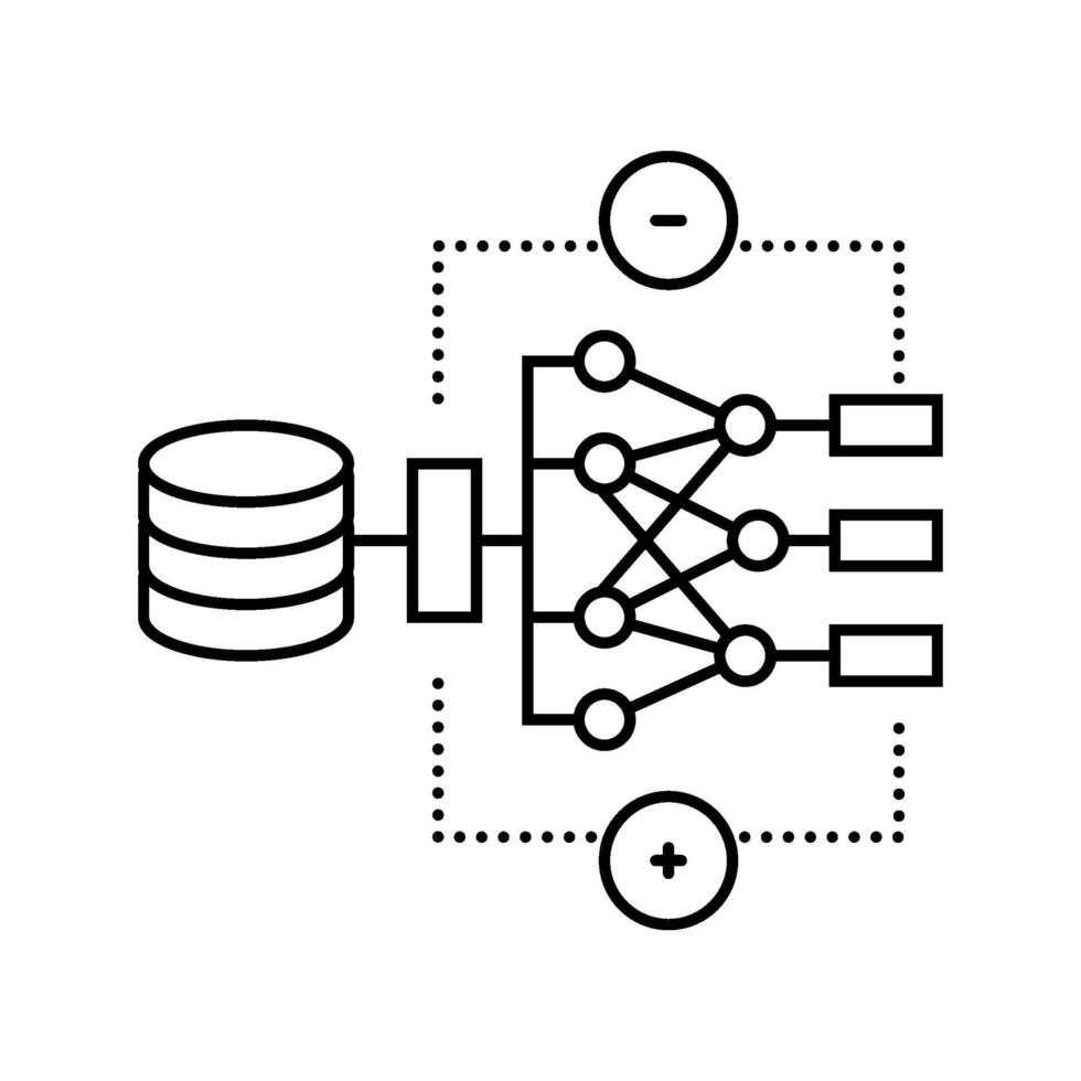 reinforcement learning machine line icon design vector