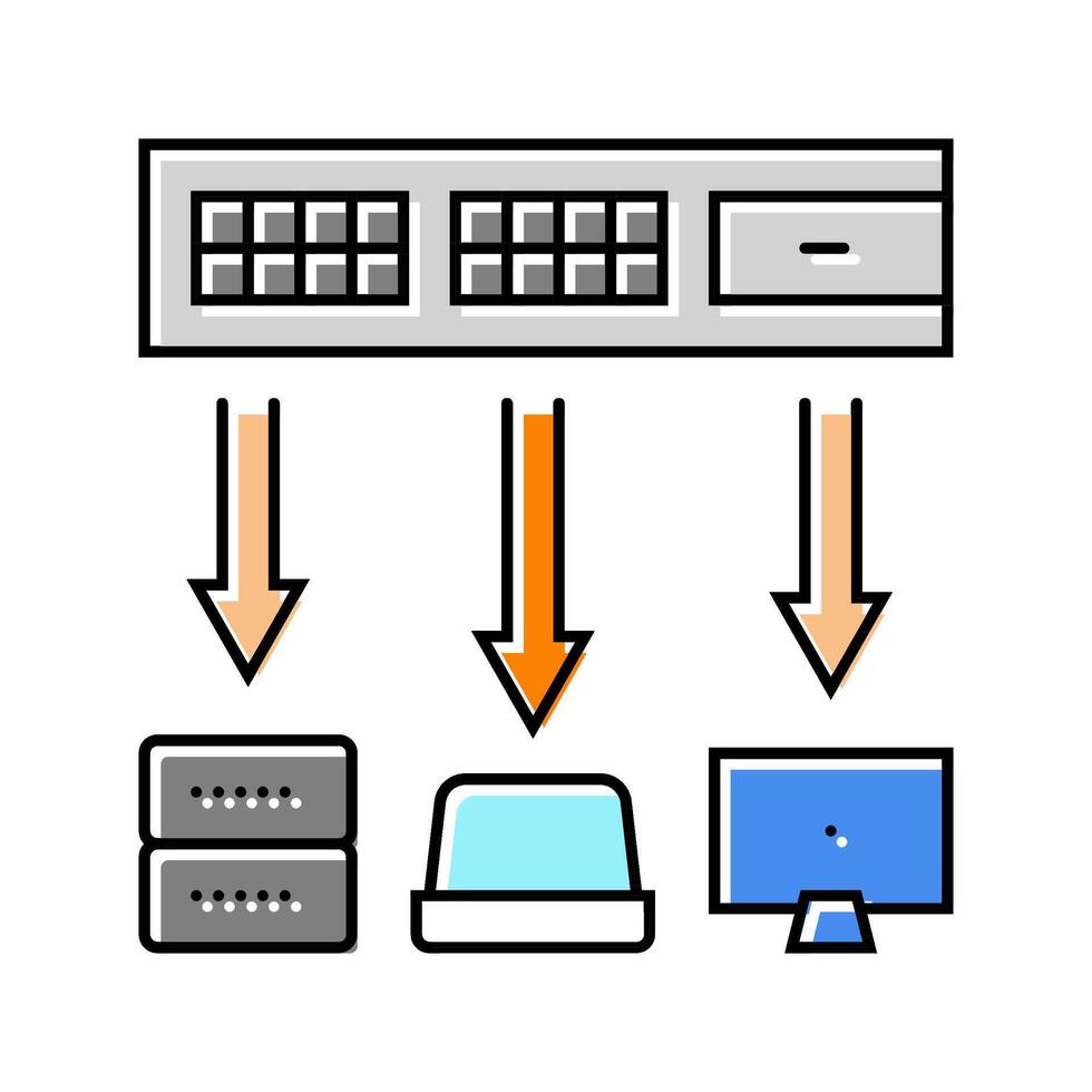 network switch data center color icon part vector