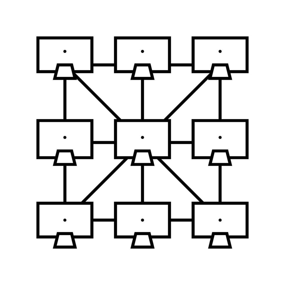 peer to peer p2p nodes decentralized application line icon design vector