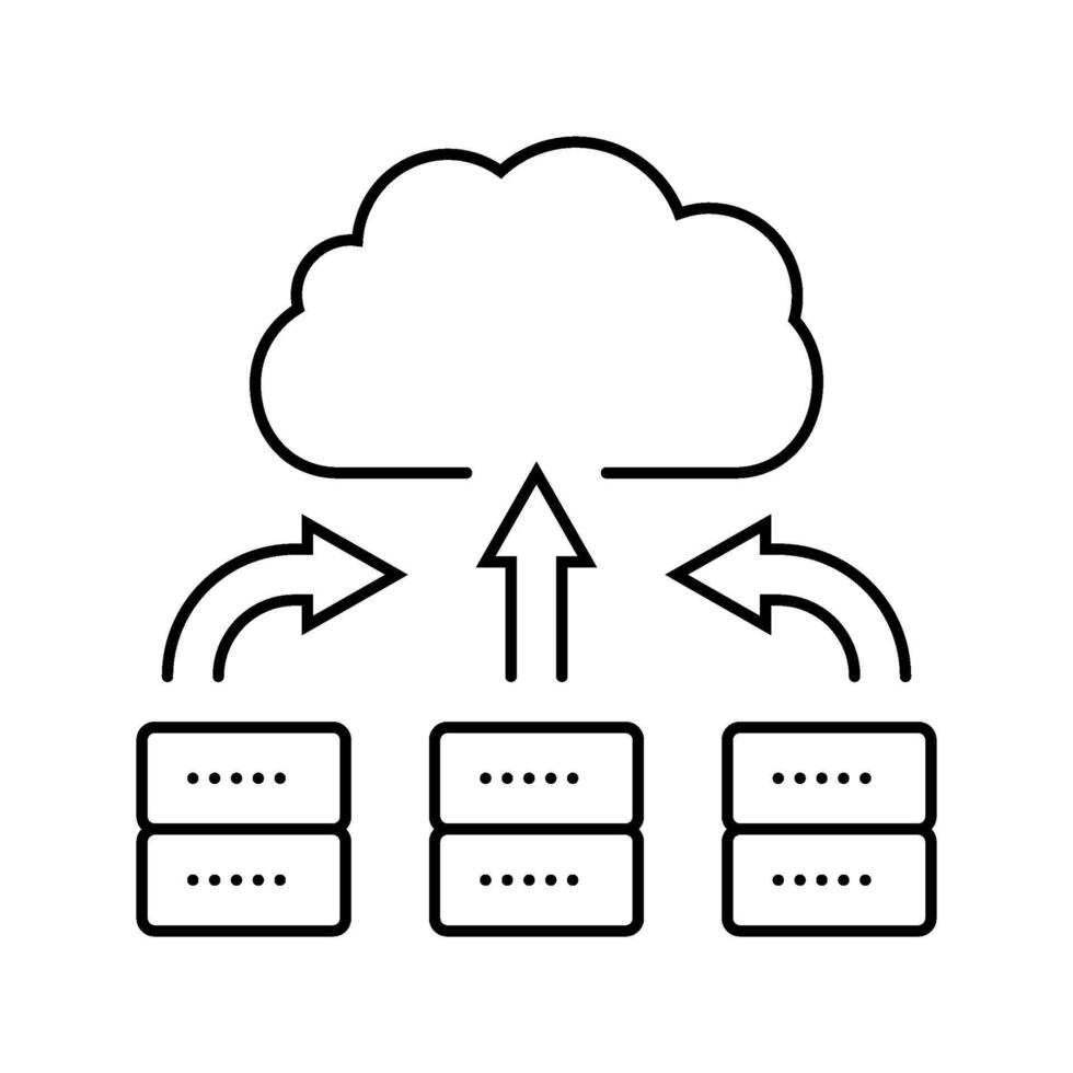 server virtualization data center line icon constituent vector