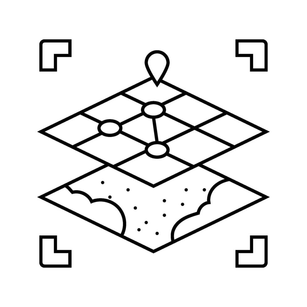 digital map overlay augmented reality line icon piece vector