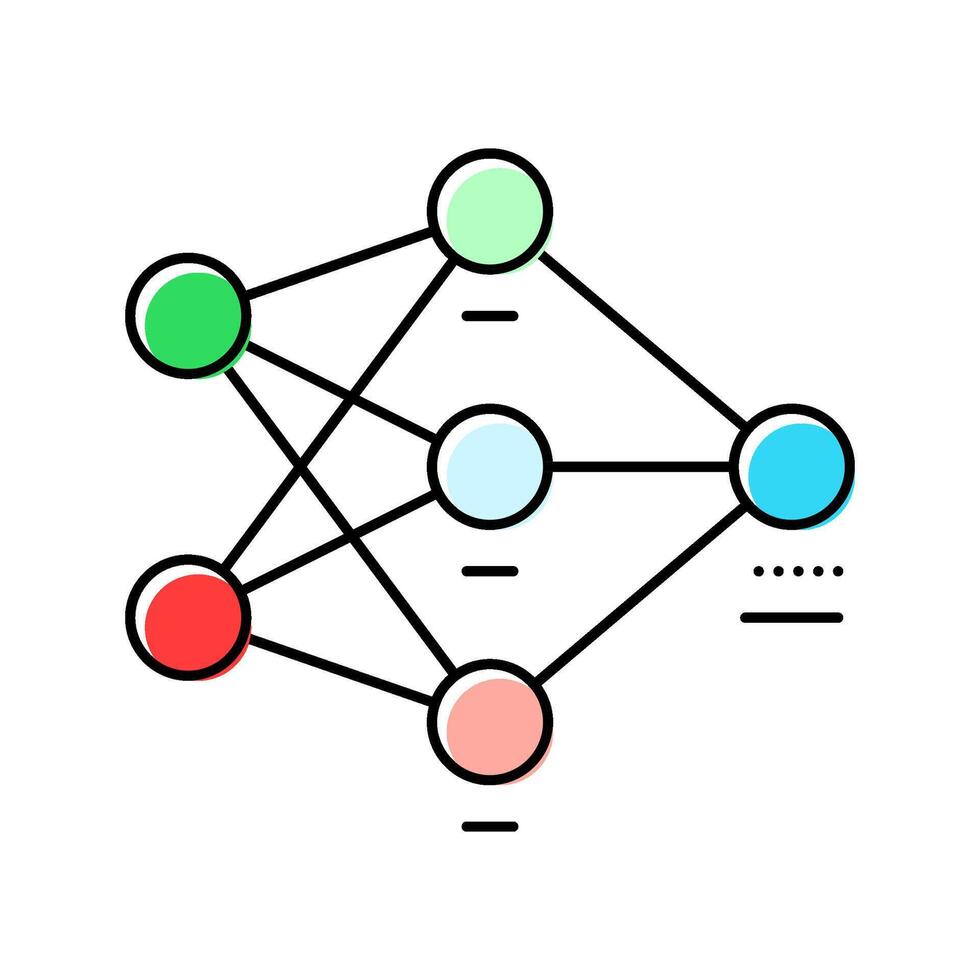 neural network diagram machine learning color icon design vector