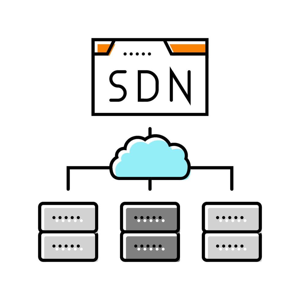 software defined network data center color icon emblem vector